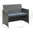 thumbnail image 3 of vidaXL 2 Seater Garden Sofa with Cushions Grey Poly Rattan, 3 of 3
