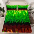 thumbnail image 2 of Homewish Green Pixelate Miner Bed Sheets, Cartoon Block Patchwork King Sheets, Teens Kids Girls Boys Sheet Set, Luxury Bedroom Decor, 4-Piece, 2 of 7