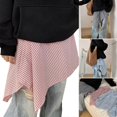 thumbnail image 2 of Women's Layering Wrap Skirt Shirt Extender Checkered Hip Covering Apron Skirt Tie Up Irregular Underskirt Streetwear blue and white plaid, 2 of 4
