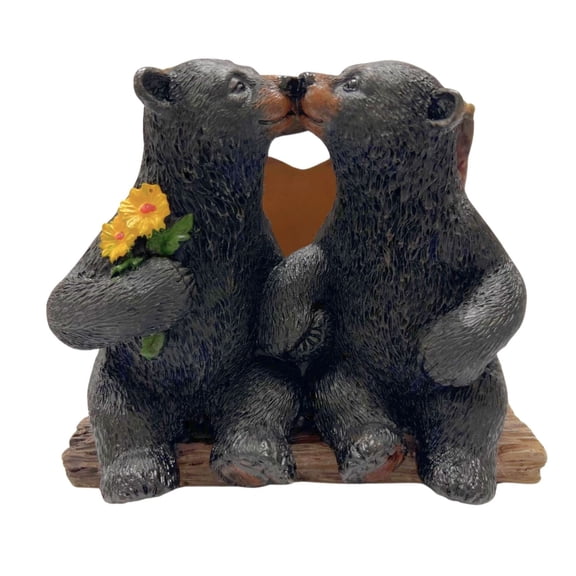Napkin Holder with Kissing Bears Cabin Rustic Style Dining Decor