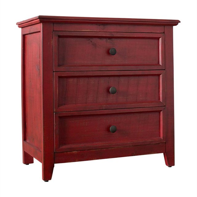 Picket House Furnishings Kendrick 3-Drawer Accent Chest in Red