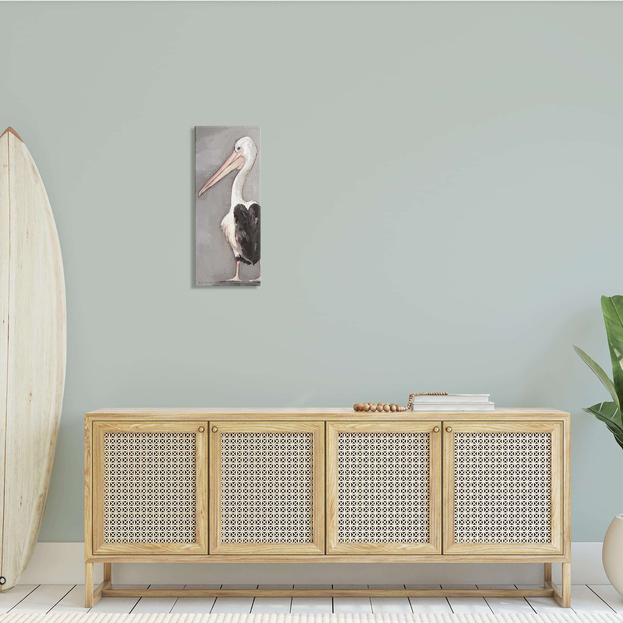 Stupell Industries Beach Pelican Portrait Long Beak Waterfowl Bird, 13 x 30, Design by Stephanie Workman Marrott