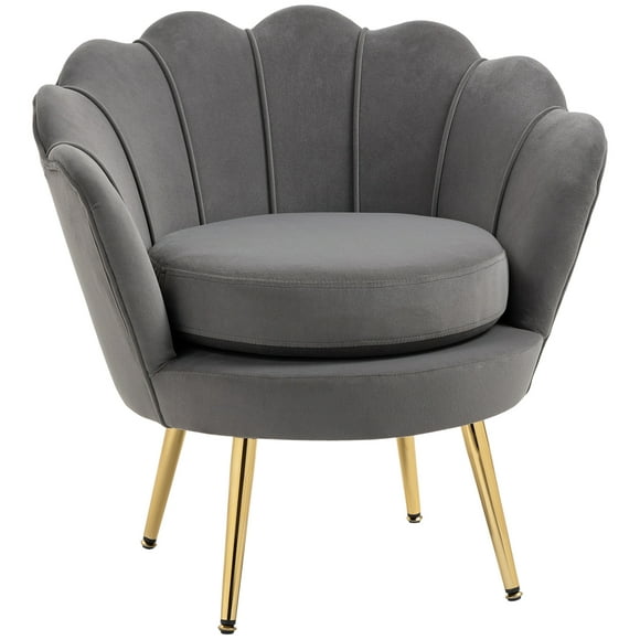 HOMCOM Modern Accent Chair Velvet Fabric Leisure Club Chair with Gold Legs
