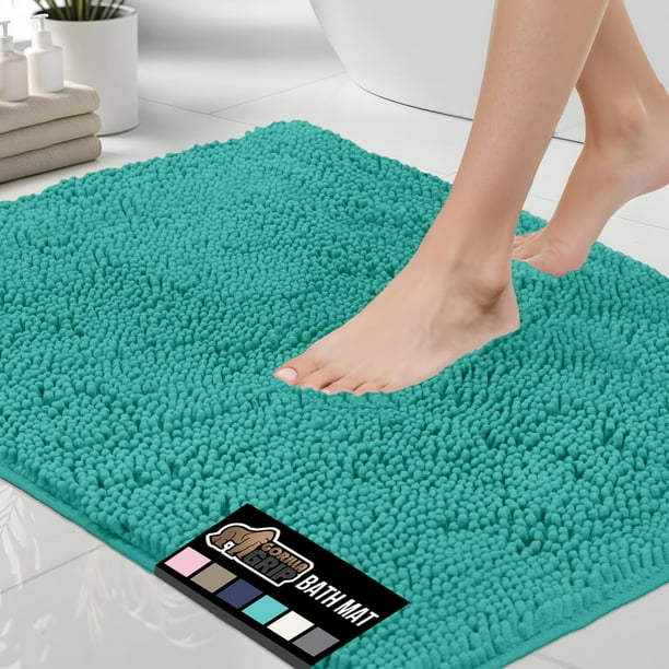 Alfombra de baño GORILLA GRIP, suave y absorbente, de chenilla, color turquesa