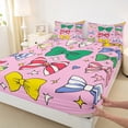 thumbnail image 3 of Manfei Ribbon Bow Knot Queen Sheet Sets,Princess Bowtie Flat Sheet,Rainbow Cartoon Bow Queen Fitted Sheet For Girl,Luxury Bedroom Decor,4 Pieces, 3 of 7