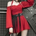 thumbnail image 3 of Women Imitation Leather Belt with Tassel Design Solid Color Adjustable Waist Belt Retro Style Clothing Accessory, 3 of 7