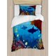 thumbnail image 1 of Mar Juego de Funda Nórdica, Bajo el agua Océano Marino Vida Silvestre de dibujos animados con Varios, 1 of 6