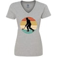thumbnail image 3 of Inktastic Hockey Player Retro Sunset Women's V-Neck T-Shirt, 3 of 5