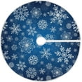 thumbnail image 1 of FMSHPON Winter Snowflake Blue Xmas Christmas Tree Skirt Stand Mat for Holiday Party Decoration Indoor Outdoor 48 inches, 1 of 6