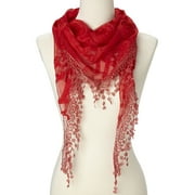 Lightweight Triangle Floral Fashion Lace Fringe Scarf Wrap for Women