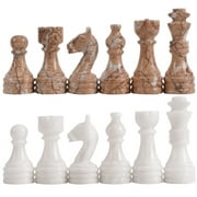Radicaln Marble Chess Pieces YPF5White & Marinara 3.5 Inch King Figures Handmade 32 Chess Figures - Suitable for 16-20 Inch Chess Game - Board Games