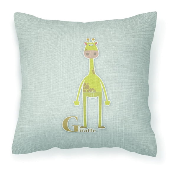 Carolines Treasures BB5732PW1818 Alphabet G for Giraffe Fabric Decorative Pillow 18H x18W multicolor