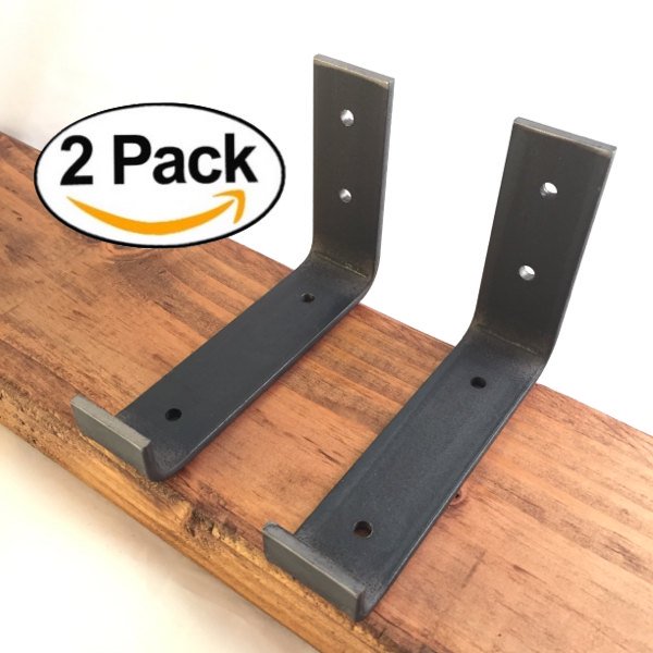 2 Pack 5.5"L x 4"H Hook Handcrafted Rustic Reclaimed Metal Shelf Wall Brackets