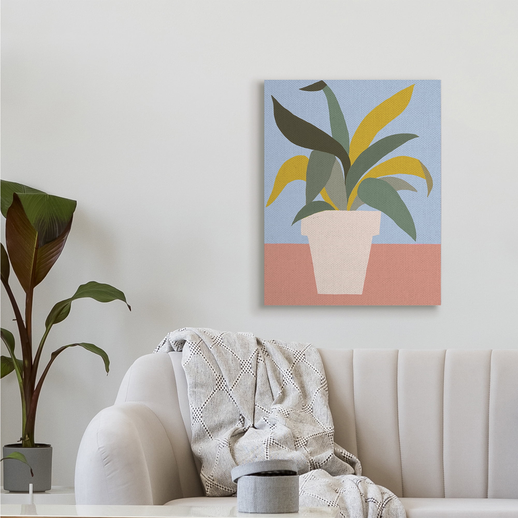 Stupell Industries Indoor Potted Plant Soft Green Blue Red,24 x 30,Designed by Regina Moore