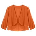 thumbnail image 5 of MDUKONU Womens Cropped Cardigans Soft Chiffon 3/4 Sleeve Open Front Short Shrugs Orange One Size, 5 of 5