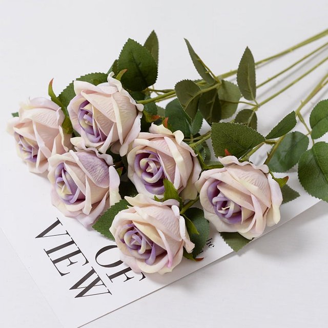 3/5/10/20pcs Roses Artificial Flowers Rose Flower Branch Artificial Red Roses Realistic Fake Rose for Wedding Home Decor purple core rose 3pcs