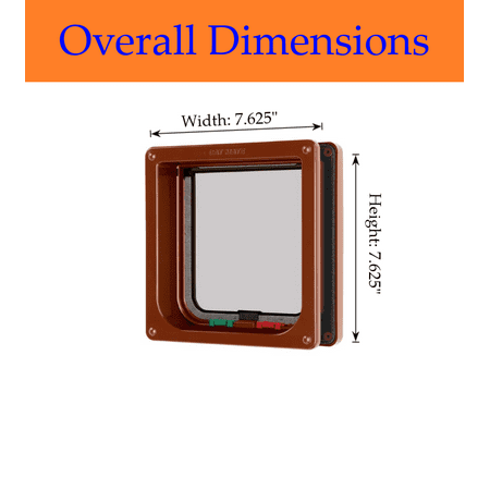 Cat Mate 4 Way Locking Cat Flap with Door Liner, Transparent Flap, and Magnetic Catch - Brown