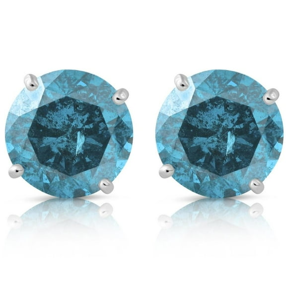 Pompeii 1 5/8ct Blue Diamond Studs 14K White Gold Lab Grown (Blue,SI1)