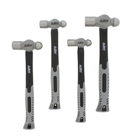 Scaling Hammer Chisels - ABN Ball Pein Hammer 4pc Set 8 to 24 oz Ounce Fiberglass for Metal Rivet Chisel