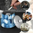 thumbnail image 4 of Yayeee Ashtray with Lid for Cigarette Smokeless Stainless Steel Home Ash Holder, Blue Pattern, 4 of 7