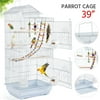 Topeakmart 39''H Metal Parrot Cage Birdcage with Toys & Swing, White