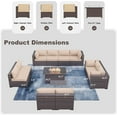thumbnail image 3 of Kullavik Outdoor Patio Furniture Set with Fire Pit Table 11-Piece Outdoor Furniture Rattan Wicker Sectional Sofa Patio Conversation Sets with 43in 55,000 BTU Propane Gas Fire Pit Table,Sand, 3 of 8