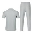 thumbnail image 4 of StSilkitty Men's 2 Piece Casual Outfits Solid Color Short Sleeve Collared V Neck Shirts and Drawstring Shorts Sets Lightweight Comfy Set, 4 of 6