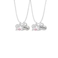 thumbnail image 2 of Delight Jewelry Silvertone Girls Rock with Light Pink Crystal Mother & Daughter Heart Necklaces (Set of 2), 19"+2", 2 of 4