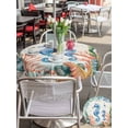 thumbnail image 5 of Outdoor Tablecloths with Umbrella Hole & Zipper, Seahorse Coastal Round Tablecloth 54 Inch, Summer Nautical Starfish Coral Beige Waterproof Table Cloth, Patio/Pool/Picnic Table Covers, 5 of 8
