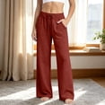 thumbnail image 2 of Women Soft Knit Wide Leg Pants Sevevn Elastic Drawstring High Waist Loose Fit Trousers With Side Pockets, Assorted Solid Colors For Lounging Sleepwear And Daily Casual Home Outfits, 2 of 7