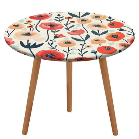

ZHANGS Playful Poppy Patch 906 Round Table Cover Stain-Resistant Fitted Tablecloth Oil-Proof Wipeable Elastic Table Cover Waterproof Table Cloth for Halloween Thanksgiving Christmas