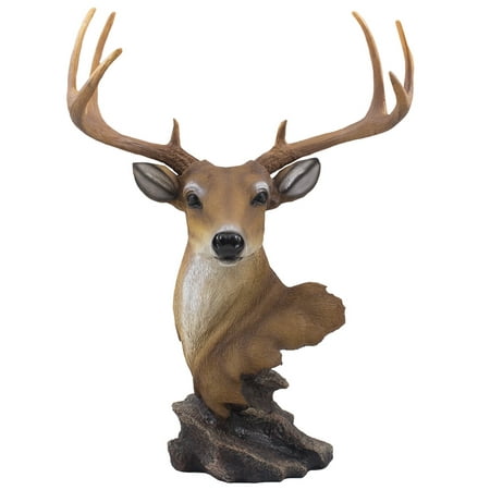 Big Buck Bust Statue with 8 Point Antlers on Deer Head in Decorative Hunting Cabin and Rustic Lodge Decor by Home 'n