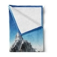 thumbnail image 2 of Mountain Soft Flannel Fleece Blanket, Highest Mountain Above the Clouds with Clear Sunny Sky Background Earth is Magic, Cozy Plush for Indoor and Outdoor Use, 70" x 90", White Blue, by Ambesonne, 2 of 5