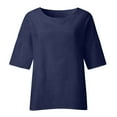 thumbnail image 4 of Linen Shirts Women Juebong Summer Linen Tunic Tops Plus Size Blouse Shirts Casual Loose Cotton Linen Cotton Linen Tshirt Tops 3/4 Roll Sleeve V Neck Tunic Tees Trendy Blouses, 4 of 4