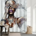 thumbnail image 3 of African American Women Portrait Painting Shower Curtain With Hooks Set-Nana, 3 of 6