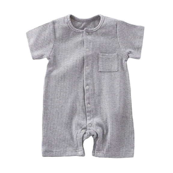 Auroural 3-6 Month Boy Clothes Children's Solid Color Cute Breathable Jumpsuit Summer Clothes Boys Baby Round Neck Short Sleeve Rompers
