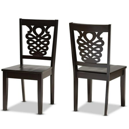 Bowery Hill Dark Brown Finished Wood 2-Piece Dining Chair Set