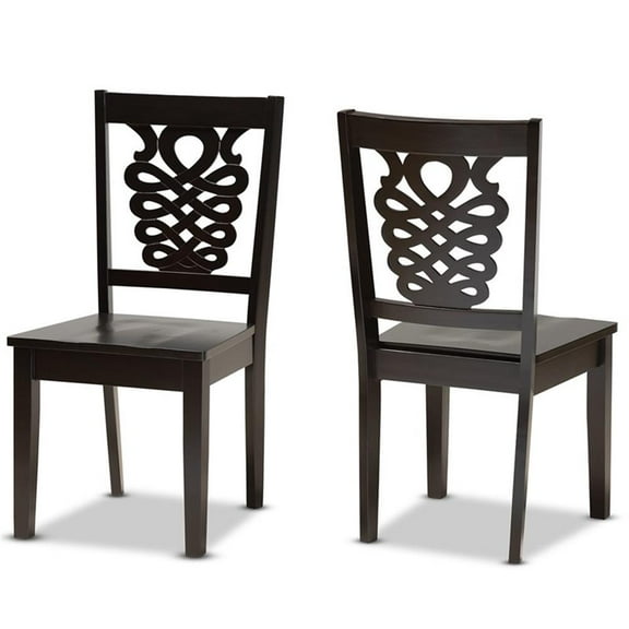 Bowery Hill Dark Brown Finished Wood 2-Piece Dining Chair Set