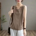 thumbnail image 2 of Women's Relaxed Fit V-Neck Sleeveless Linen Tank Top, Solid Cotton Linen Design, Plus Size Loose Style for Summer Casual Wear,Size 3XL, 2 of 4
