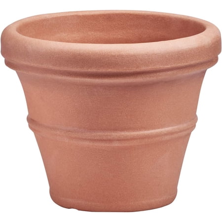 ZJTER Brunello Classic Rolled Rim Planter Pot, Indoor/Outdoor Weather-Safe Round Plant Pot, 16'' (Terracotta Color)