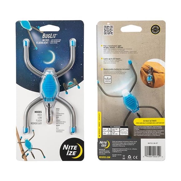 Nite Ize NIT-BGT02-38-R7 2020N BugLit Micro Flashlight, Bright Blue & Charcoal