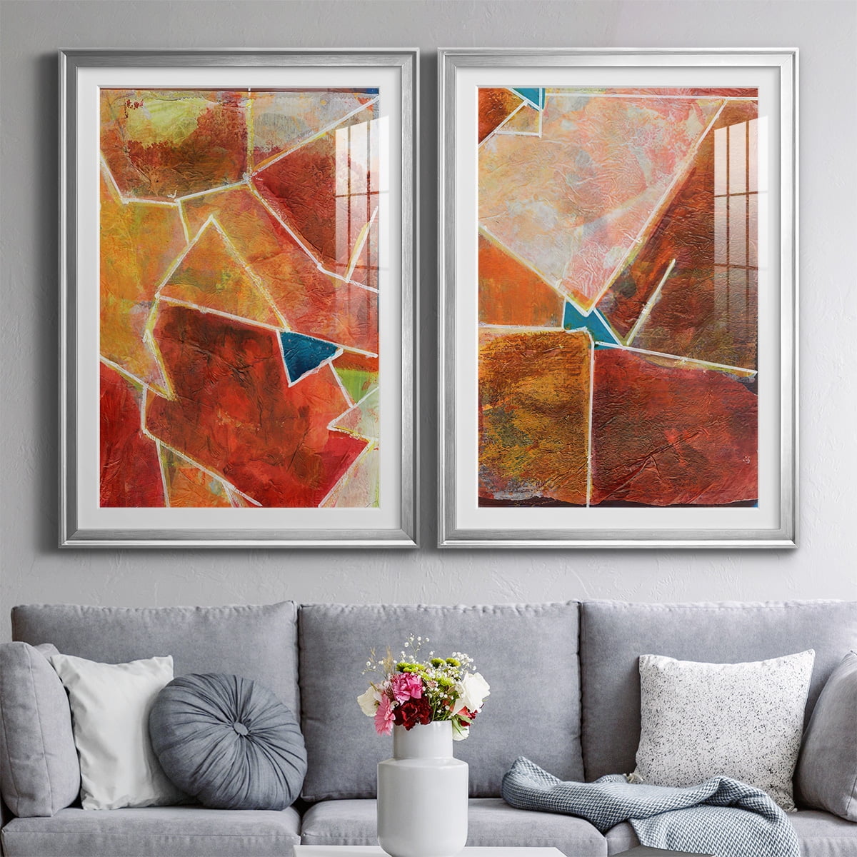 Wexford Home Primary Connection VII Premium Framed Print, 30.5" x 42.5" - Ready to Hang, Silver (Set of 2)