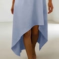thumbnail image 6 of Amzcrzy Maxi Dresses for Women Cotton Crew Neck 3/4 Sleeve Midi Dress for Women Asymmetrical Hem Button Causual Multicolor Long Dress for Daliy Vacation Light Blue L, 6 of 7