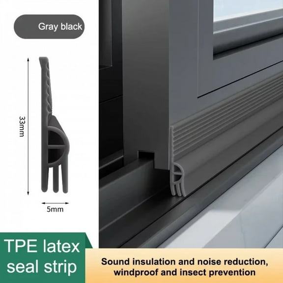 TPE Sliding Window Seal Strip Self 4m Adhesive Triple Soundproof Weatherstrip Tape Windproof Anti-Cold Door Under Draft Stopper