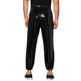thumbnail image 3 of Pantalones de drawstring con lentejuelas INSPIRE CHIC para hombres, pijama de cintura elástica, jogger brillante 30 negro, 3 of 5