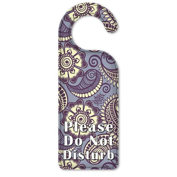 Do Not Disturb Door Knob Hanger Sign - Lavender Paisley