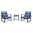 thumbnail image 7 of ChromaCore 3 Pieces Patio Bistro Set,Outdoor Rocking Chair with Blue Cushion for Yard,Garden,Poolside, 7 of 7