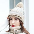thumbnail image 4 of SPRING PARK Women Lady Thick Beanie Hat Bobble Scarf Face Cover Set Knitted Winter Warm Snow Ski Cap, 4 of 6