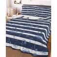 thumbnail image 3 of Quilts Twin-XL Size Bedding Set, Nautical Striped Lightweight Quilted Comforter, Summer Coastal Ocean Navy Blue White Soft Reversible Bedspread Coverlet with Pillow Covers for All Season, 68" x 98", 3 of 7