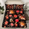 thumbnail image 2 of Feelyou Black Pink Rose Full Size Sheets, Vintage Bohemian Blossoms Flower Bed Sheets, Teens Kids Girls Women Sheet Sets, Super Cozy Room Decor, 4 Pieces, 2 of 7